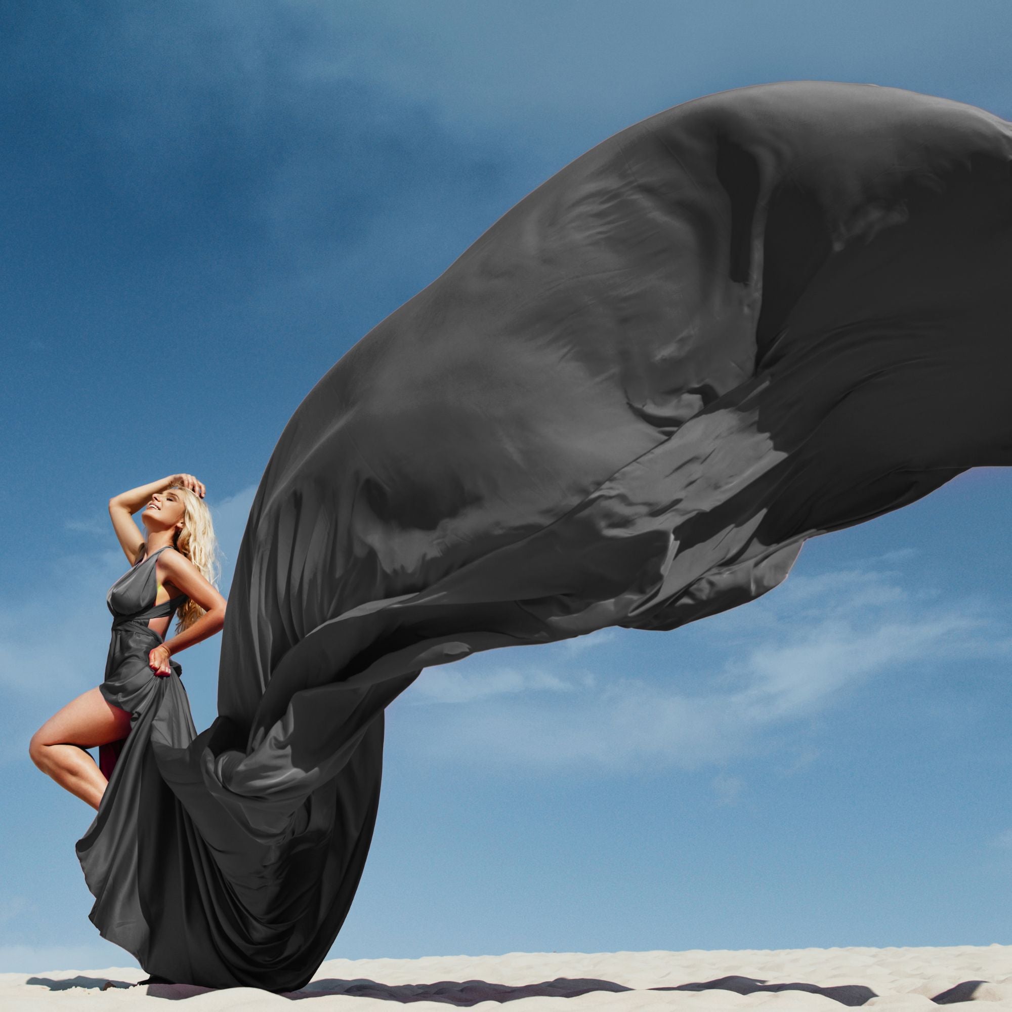 Black flying dress women | photoshoot dress with long flowy train | Lansy | size XS - 5XL Black flying dress women | photoshoot dress with long flowy train | Lansy | size XS - 5XL