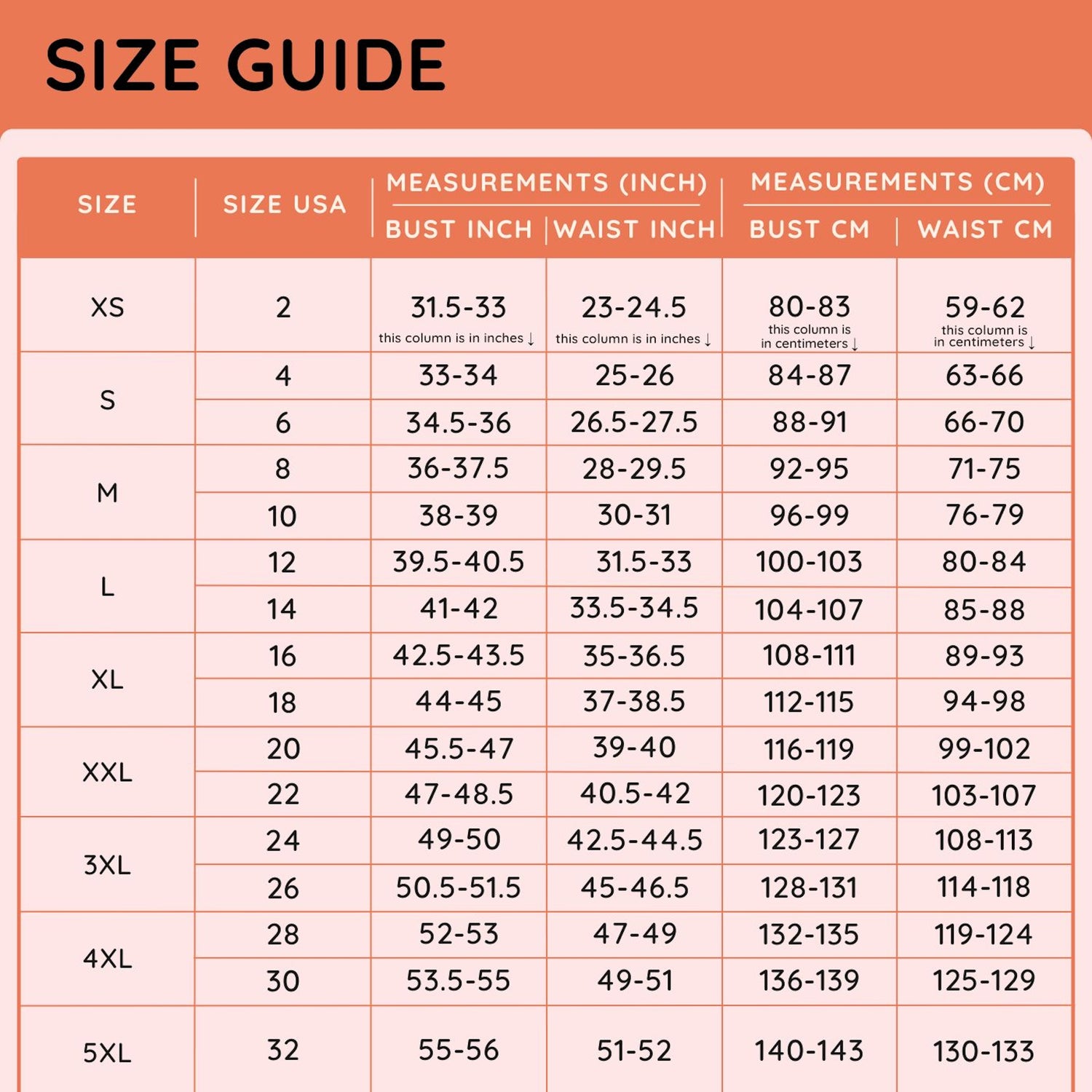 Measure & size guide Lansy Flying Dress Measure & size guide Lansy Flying Dress