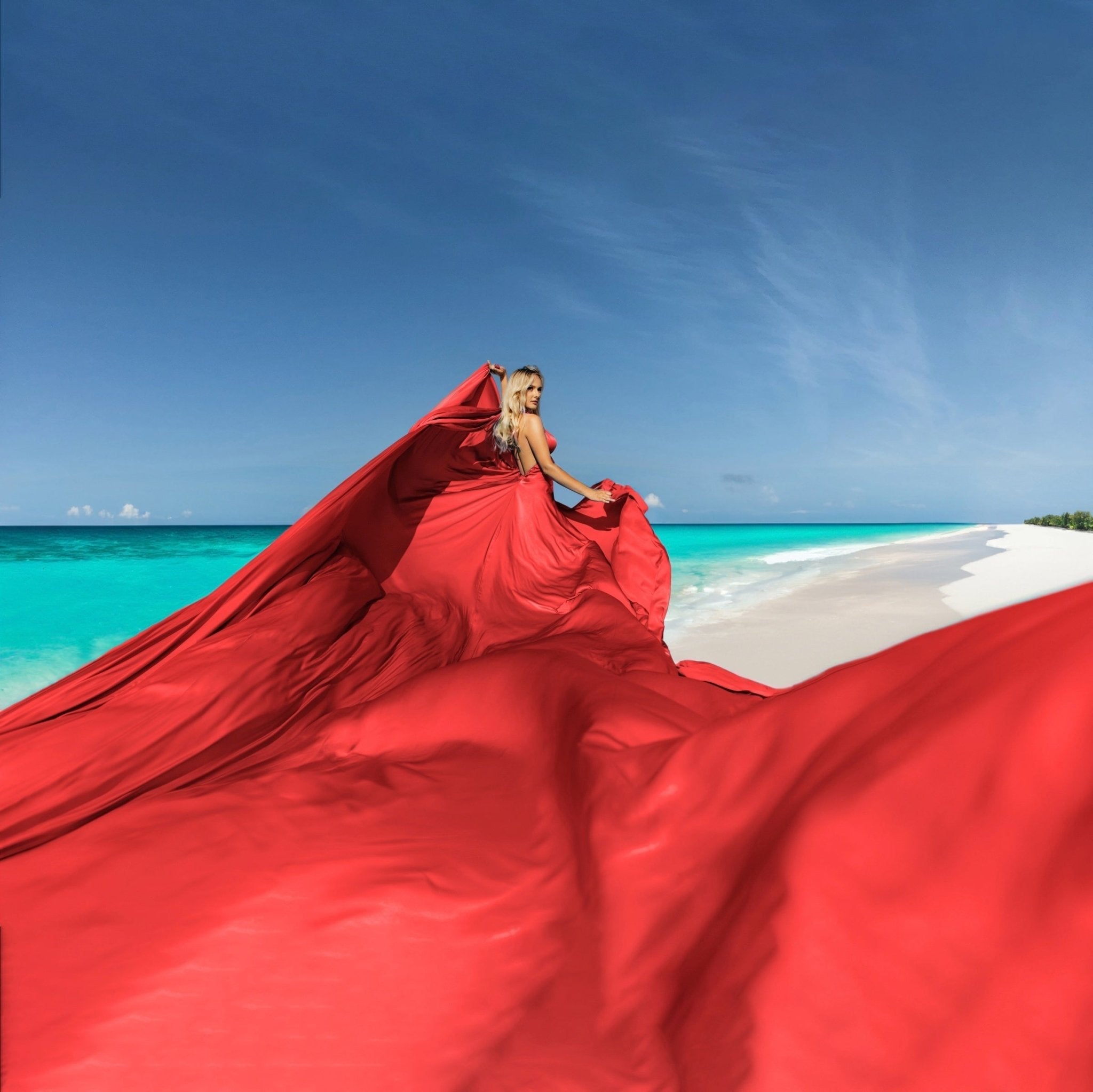 Photoshoot Dresses With Long Train - Made-to-Measure Dress | Lansy Coral / length 79 inch (2 m)