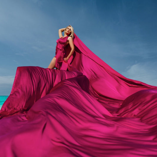 Flying Dress Photoshoot Santorini - Lansy Flying Dress